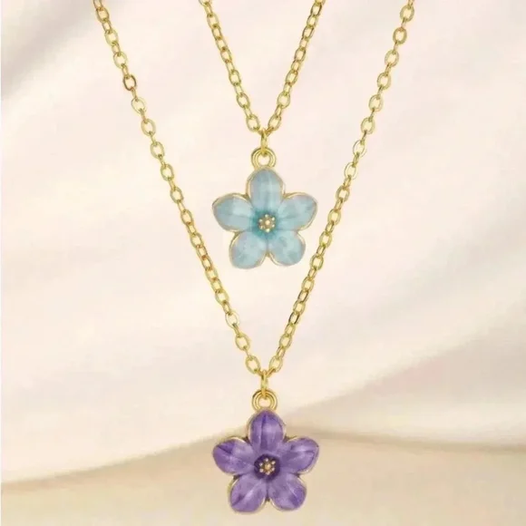 ⚠️Clearance Colorful Flower Gold Necklace - Picture 3 of 11